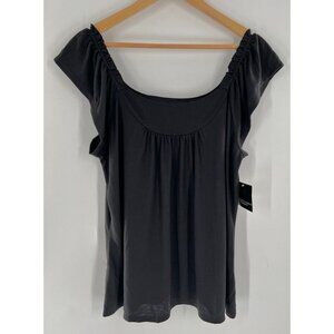 NWT Apostrophe Intimates Women's Large Black Sleep Top Short Sleeve Relaxed Soft